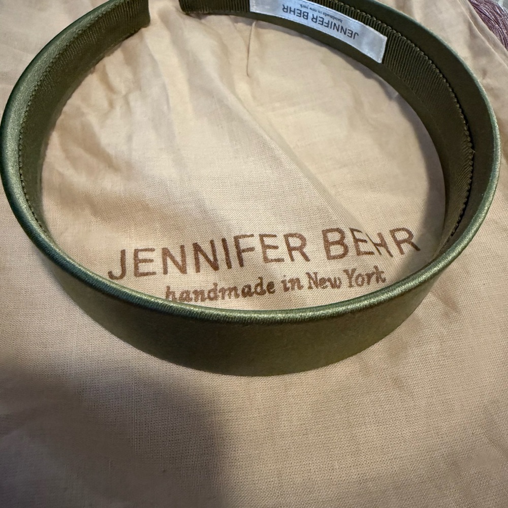 New Jennifer Behr Olive Satin Lydia Headband